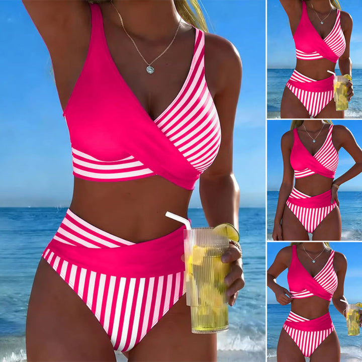 Womens Color-Block Casual Bikini Set