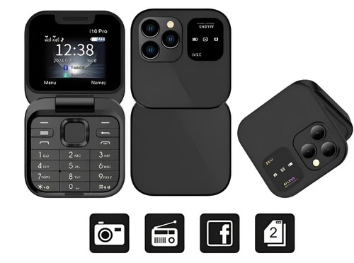Telefon Flip Składany Dual SIM | Ekran 1,77" | 1000 mAh | Micro USB