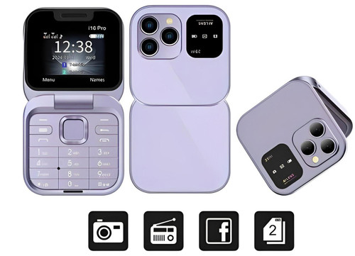 Telefon Flip Składany Dual SIM | Ekran 1,77" | 1000 mAh | Micro USB