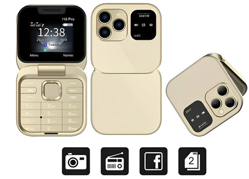 Telefon Flip Składany Dual SIM | Ekran 1,77" | 1000 mAh | Micro USB