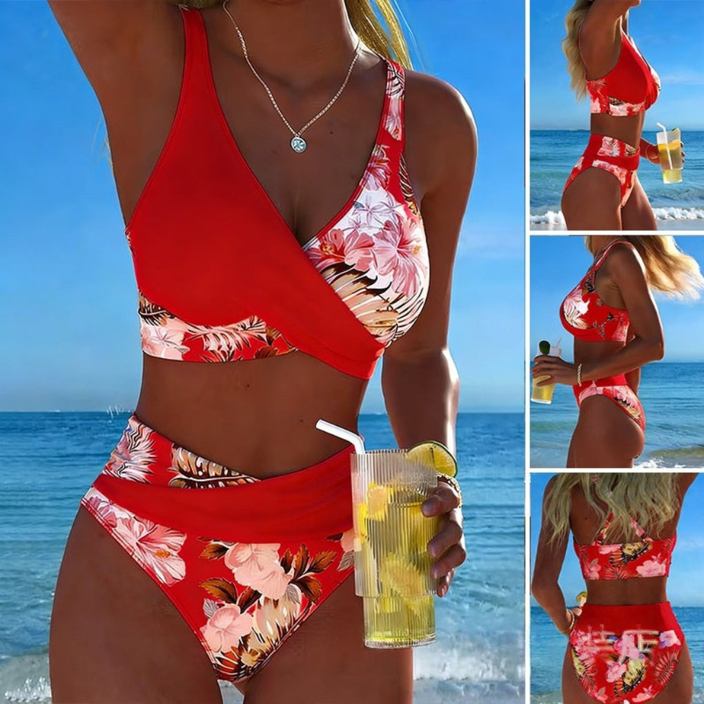 Womens Color-Block Casual Bikini Set