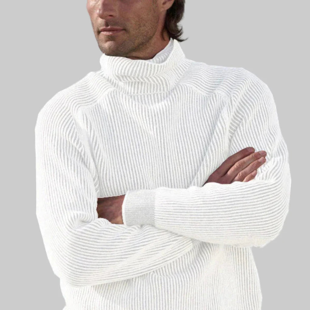Męski sweter z golfem  Elegancka dzianina w jednolitym kolorze