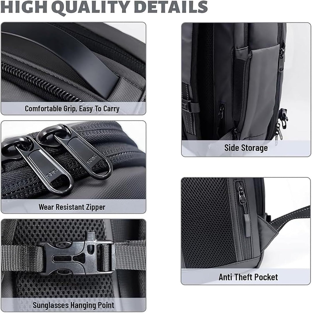 Rozszerzalny kompresyjny plecak podróżny z zamkiem antykradzieżowym i mokrą kieszenią