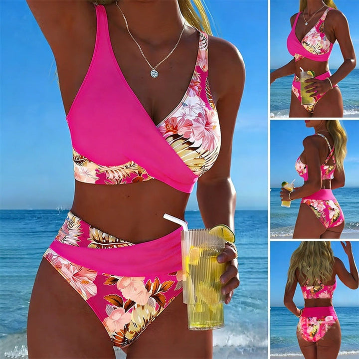 Womens Color-Block Casual Bikini Set