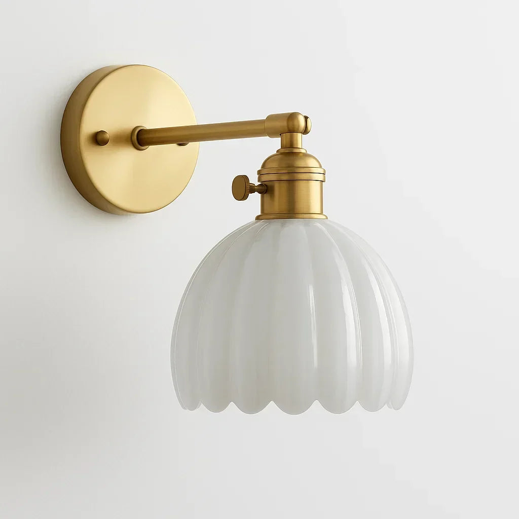 Retro lampa ścienna | Design tulipana ze szkła | Eleganckie oświetlenie