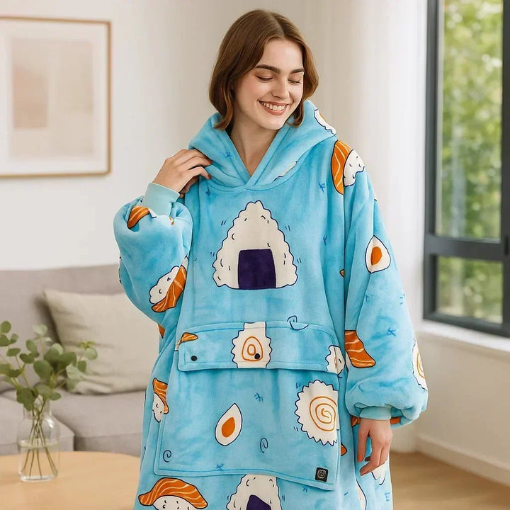 Koc z kapturem ogrzewany przez USB z miękkiej flaneli