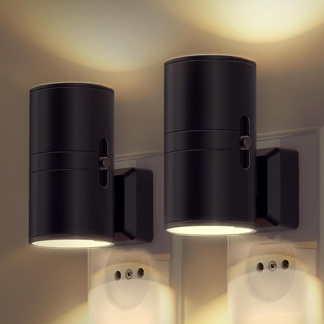 Luksusowa lampka nocna do gniazdka z czujnikiem zmierzchu, ściemnialna ciepła LED