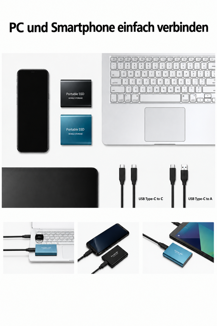 Zewnętrzny dysk SSD 128 TB z USB-C i USB 3.1