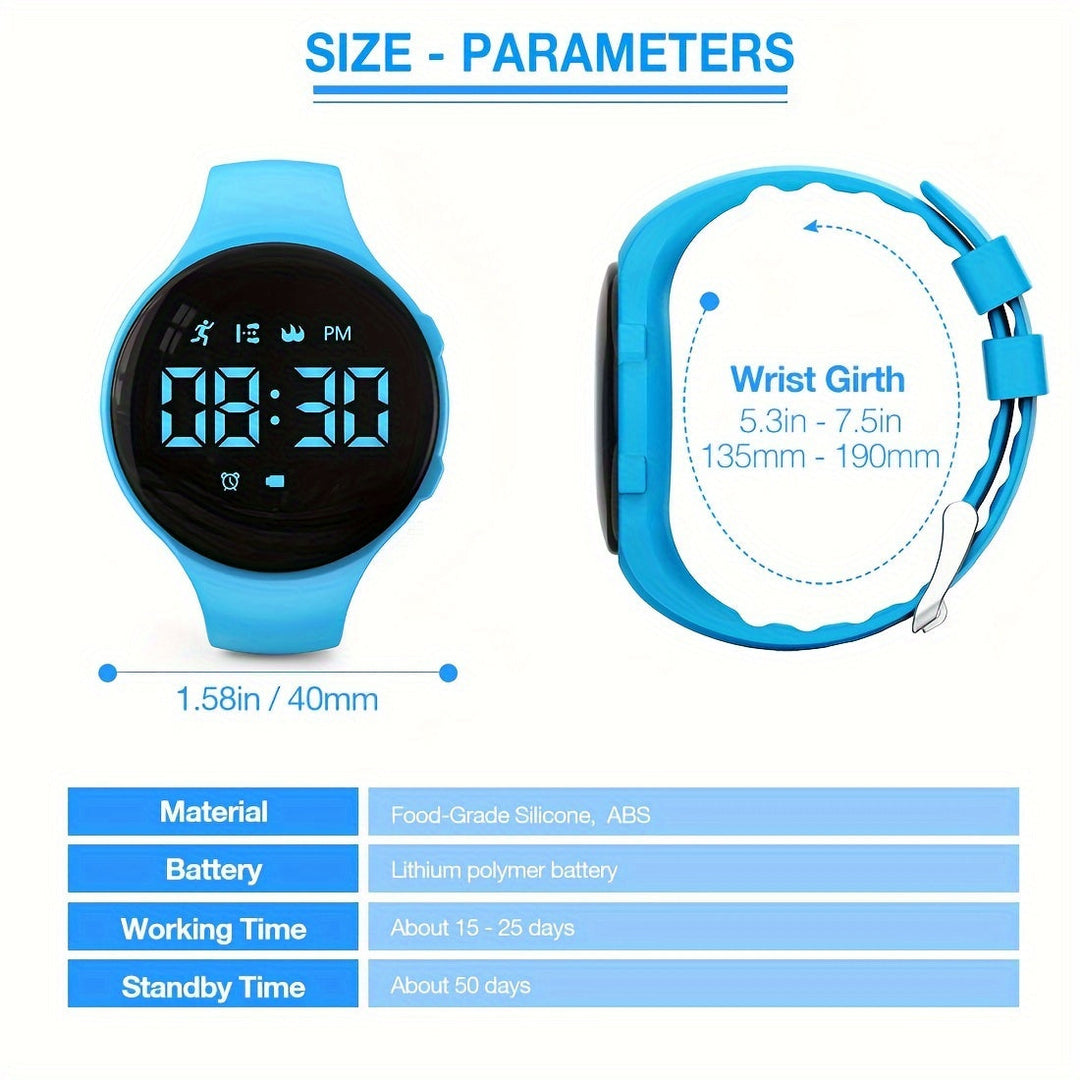 Cyfrowy zegarek LED z krokomierzem i wibrującym alarmem – tracker fitness dla dzieci