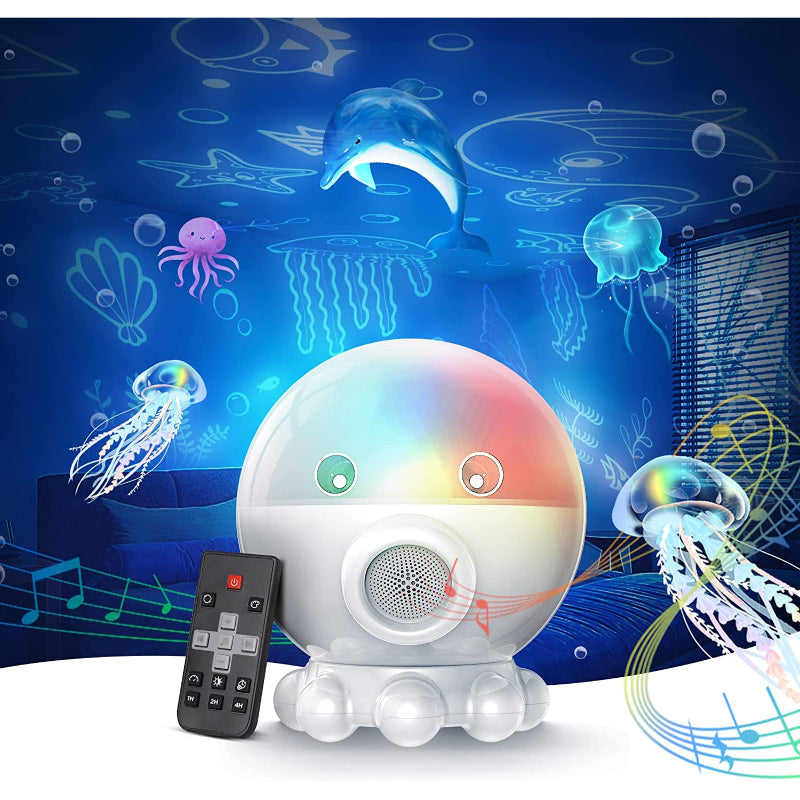 Lampka nocna LED z projekcją oceanu i gwiazd oraz funkcją muzyczną - DreamAura