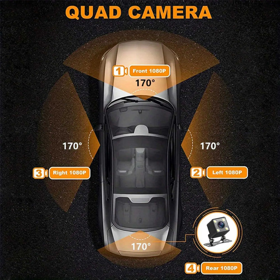 Wideorejestrator samochodowy 360° | DashGard Pro CX360 | Rejestrator jazdy Full HD z widzeniem nocnym i monitorem parkingowym