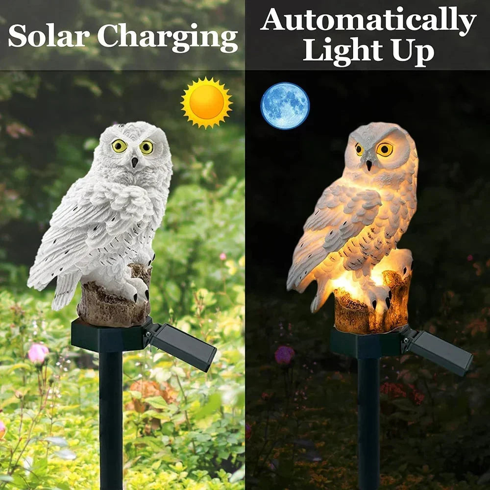 Solarna lampa ogrodowa sowa z ciepłą białą diodą LED, wodoszczelna IP65, 45 cm