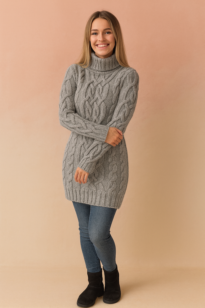 Karolina | Sweter z golfem w warkoczowy splot