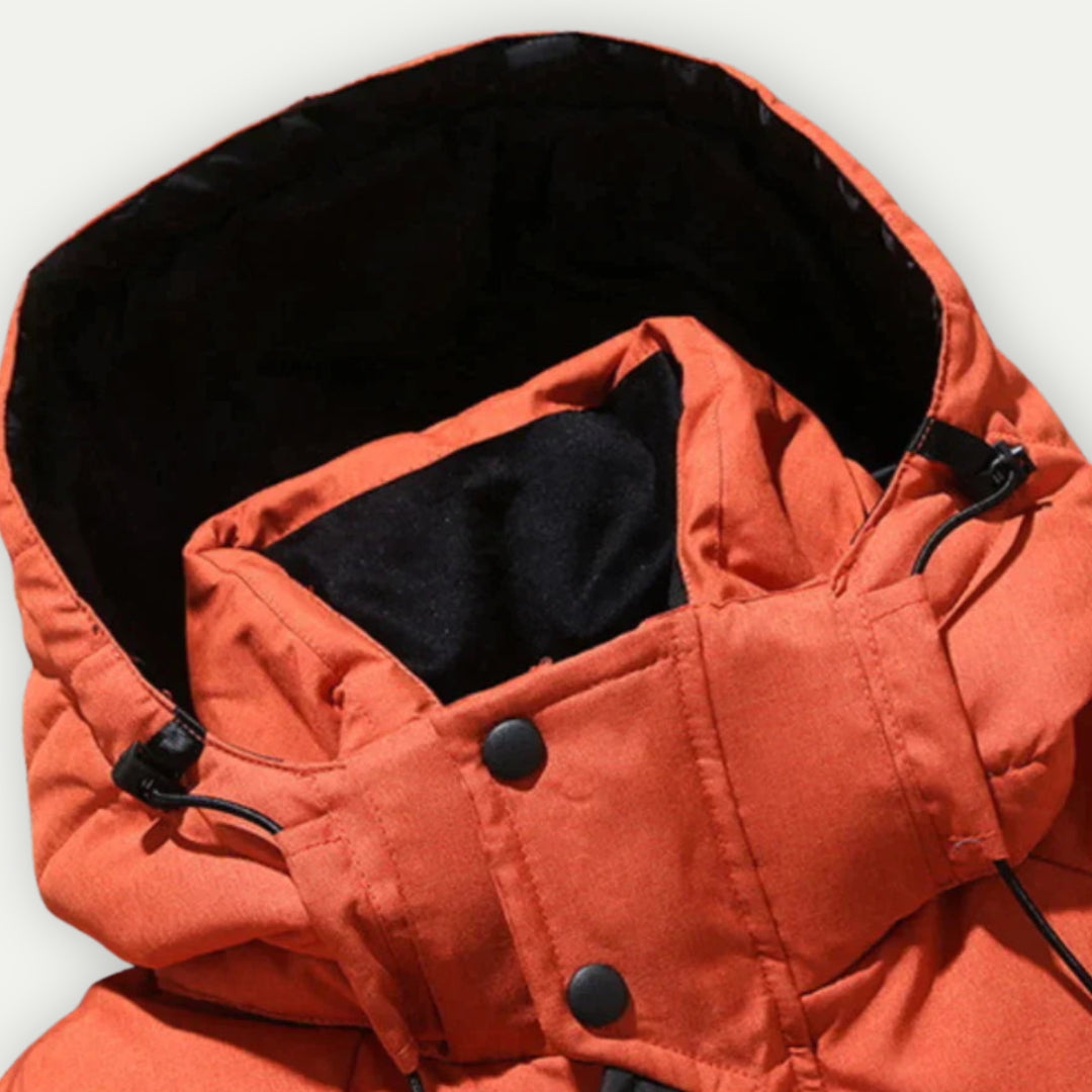 Zimowy parka męski - zamek i kaptur | zimowy styl