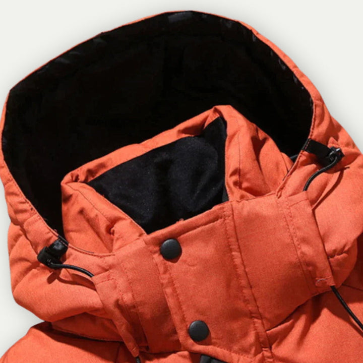 Zimowy parka męski - zamek i kaptur | zimowy styl