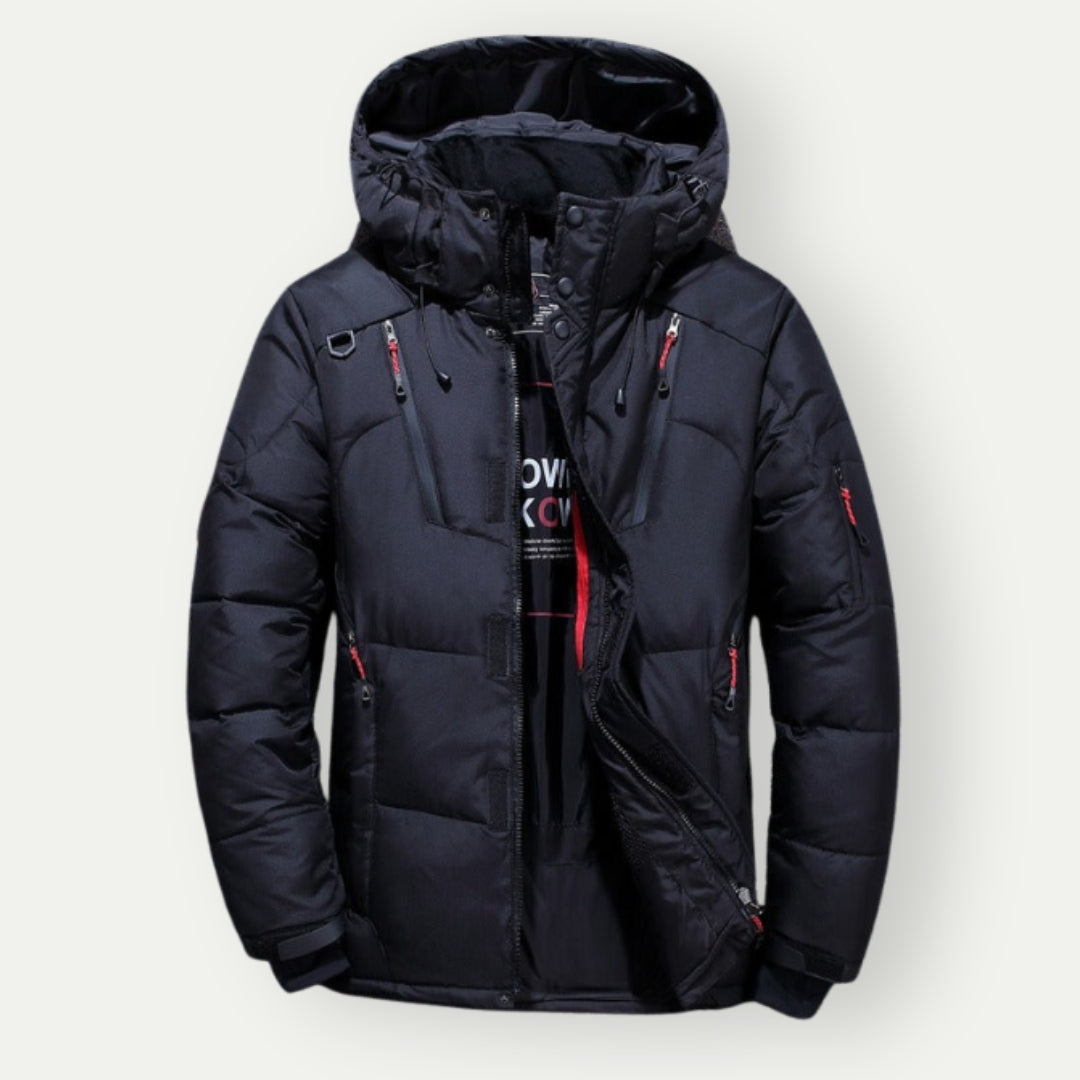 Zimowy parka męski - zamek i kaptur | zimowy styl