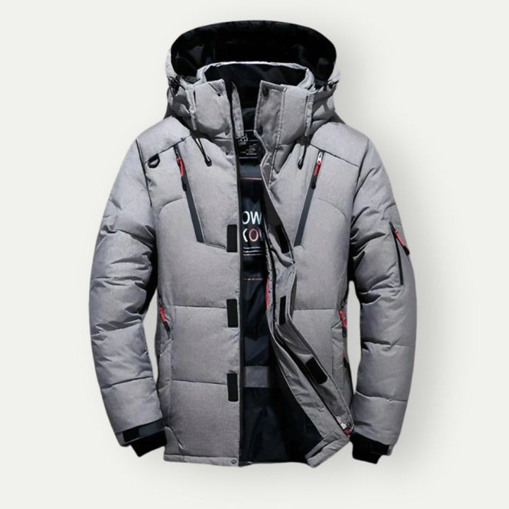 Zimowy parka męski - zamek i kaptur | zimowy styl