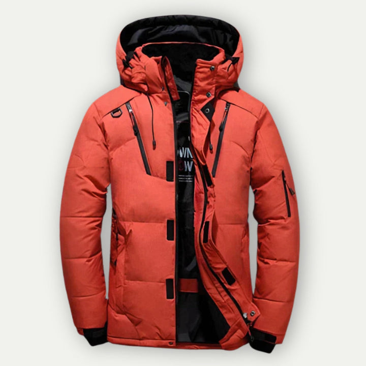 Zimowy parka męski - zamek i kaptur | zimowy styl