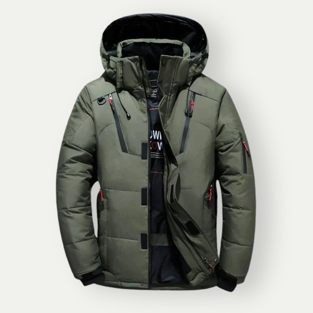 Zimowy parka męski - zamek i kaptur | zimowy styl