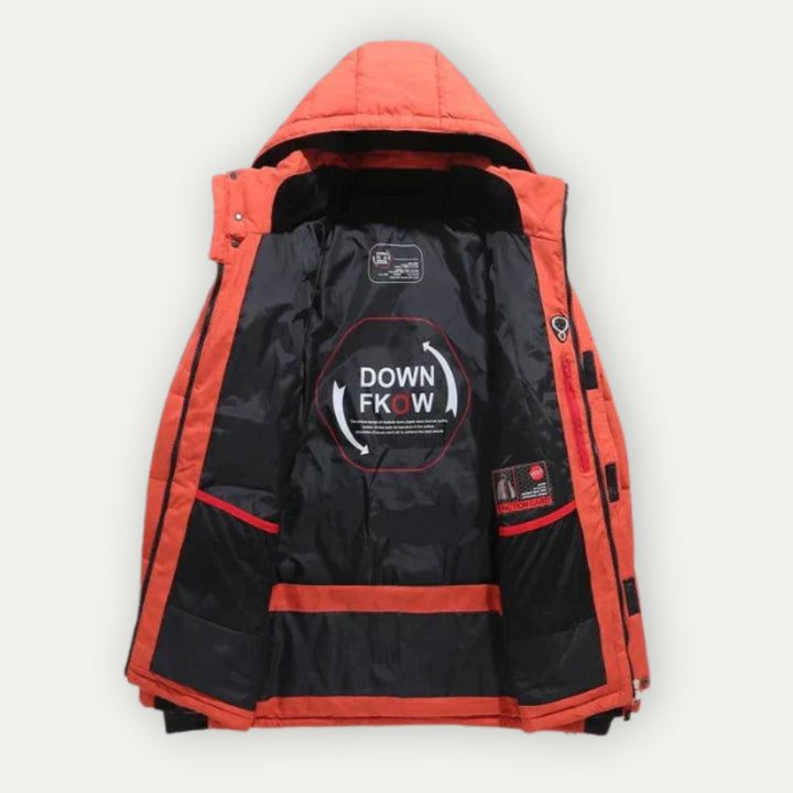 Zimowy parka męski - zamek i kaptur | zimowy styl