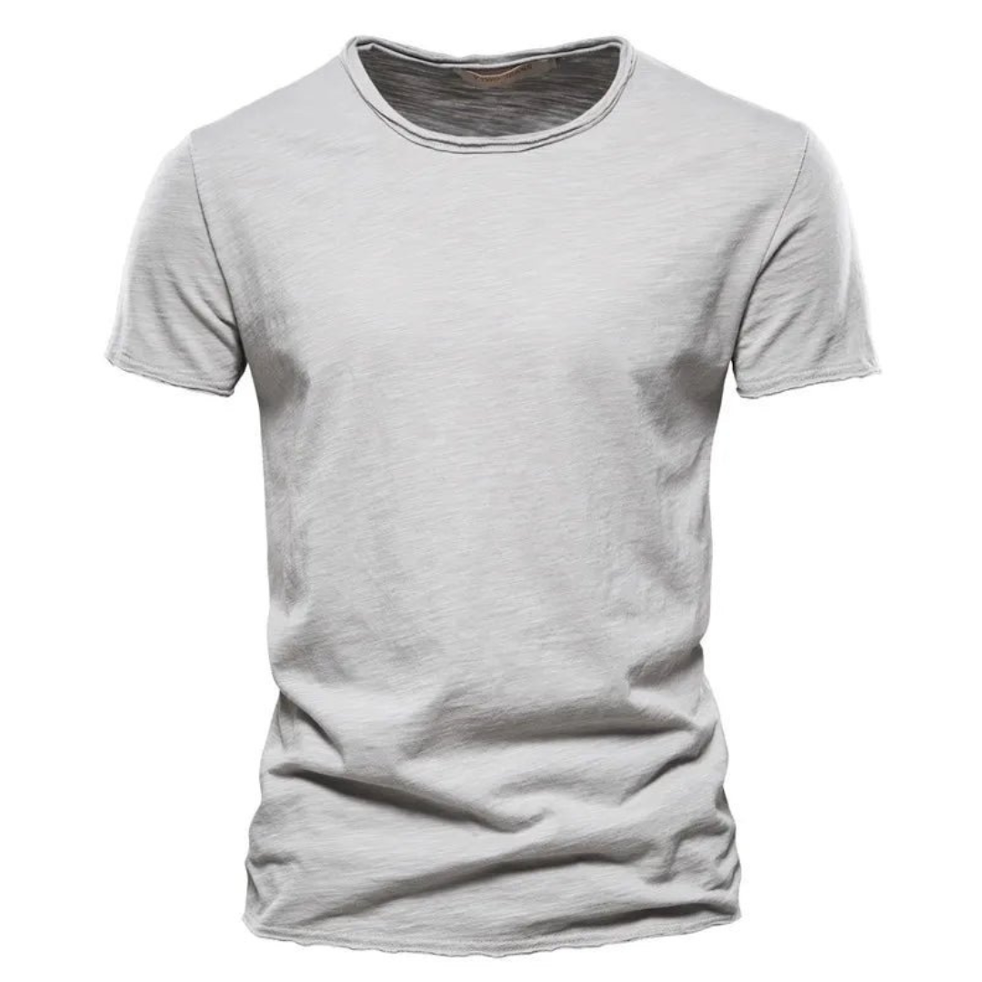 Męski T-shirt z okrągłym dekoltem i fakturą przędzy slub