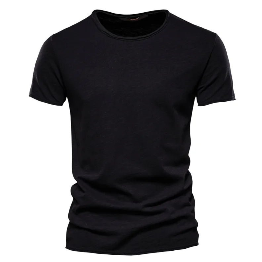 Męski T-shirt z okrągłym dekoltem i fakturą przędzy slub