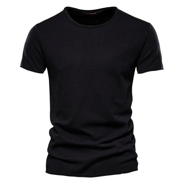 Męski T-shirt z okrągłym dekoltem i fakturą przędzy slub