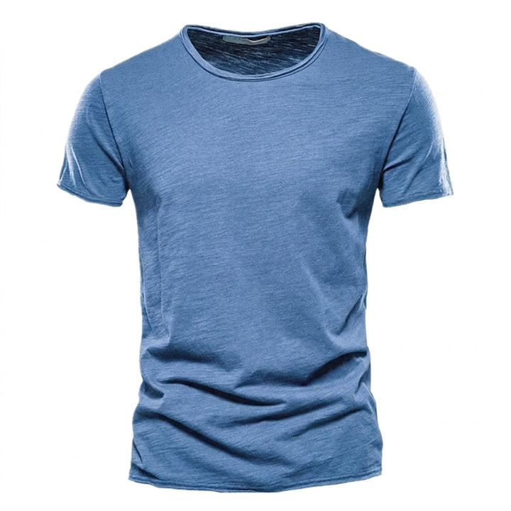 Męski T-shirt z okrągłym dekoltem i fakturą przędzy slub