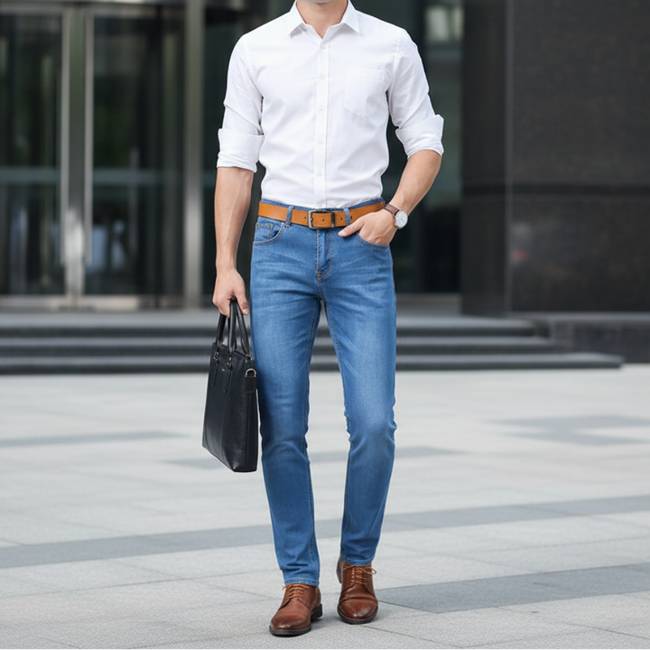 Męskie Dżinsy Proste - Trwały Denim