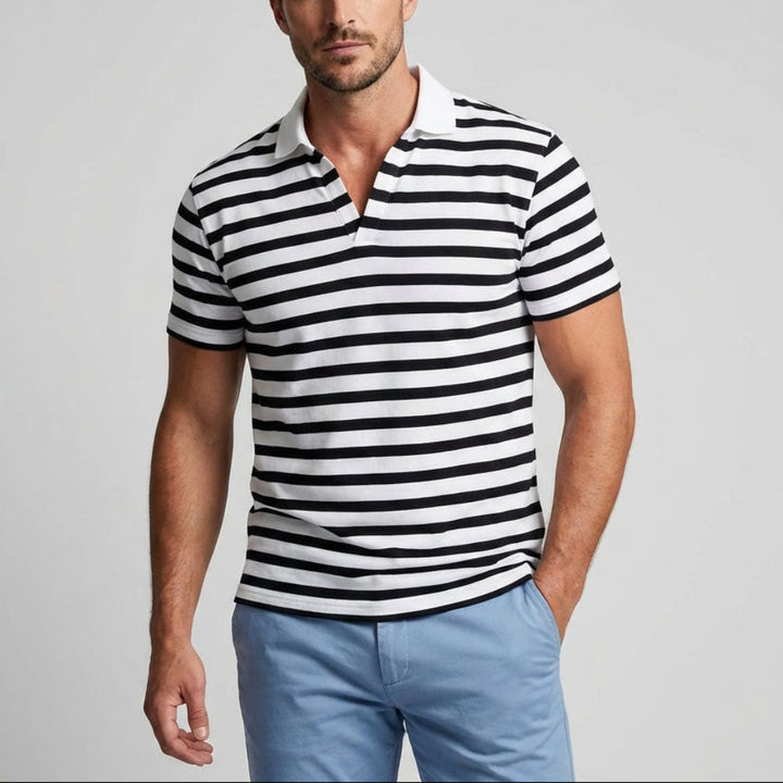 Retro Pasiasty Polo dla Mężczyzn