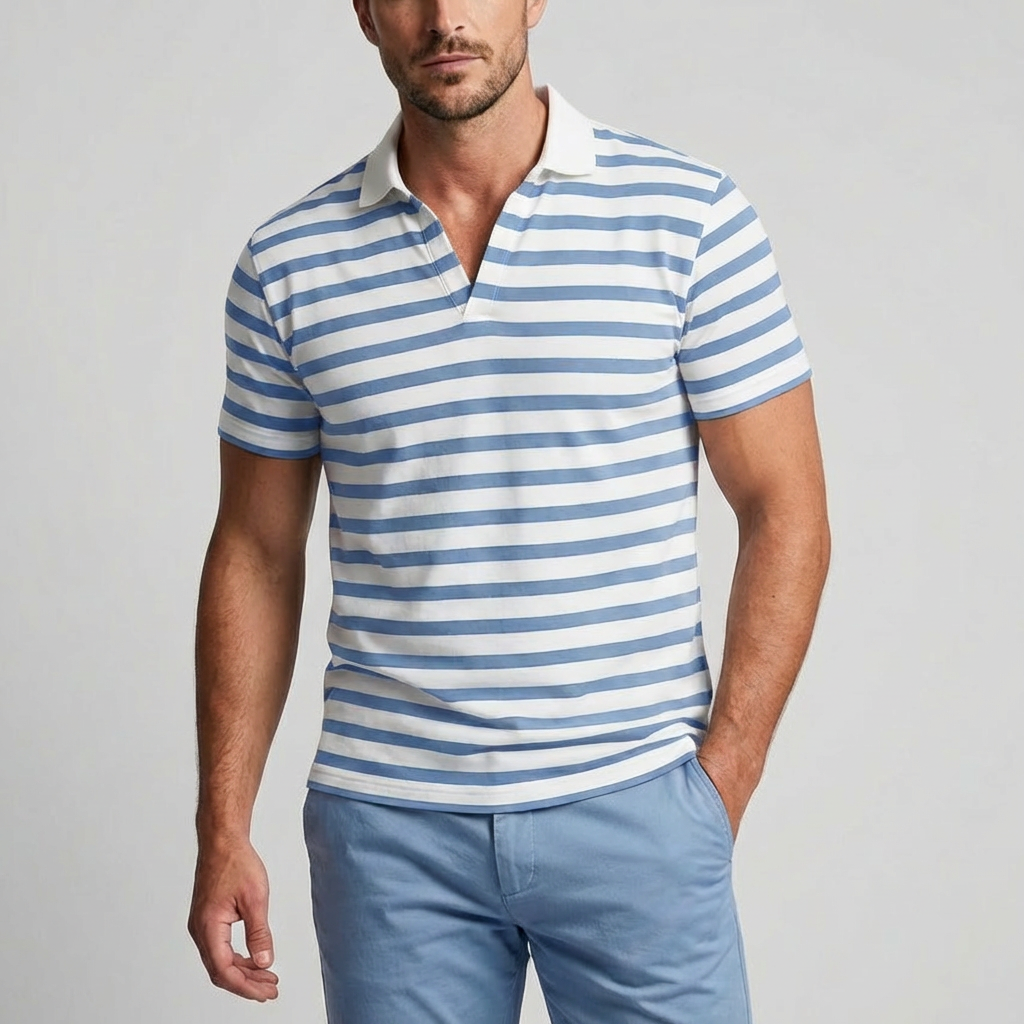 Retro Pasiasty Polo dla Mężczyzn