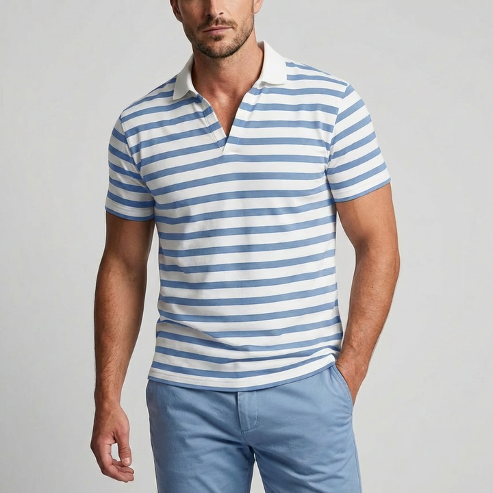 Retro Pasiasty Polo dla Mężczyzn