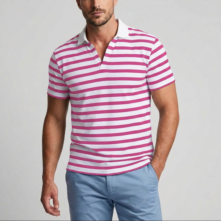Retro Pasiasty Polo dla Mężczyzn