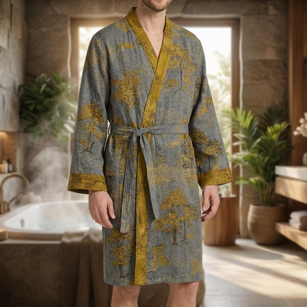 Lekkie Męskie Kimono Robe z Bawełny
