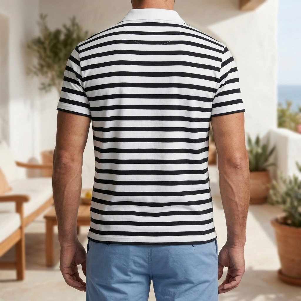 Retro Pasiasty Polo dla Mężczyzn