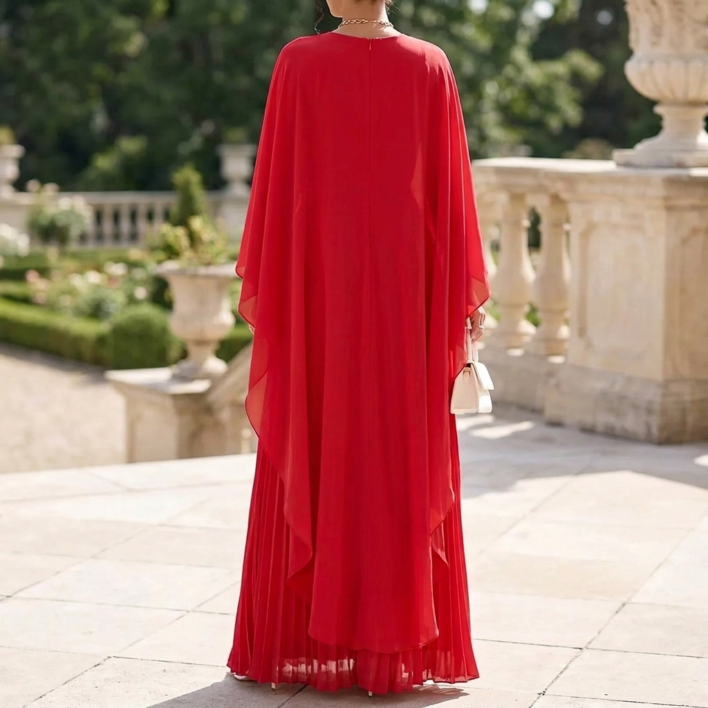 Sukienka Maxi z Rekawami Batwing – Plynna Sylwetka