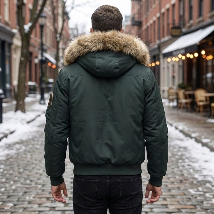 Padded Bomber Jacket z kapturem z sztucznego futra