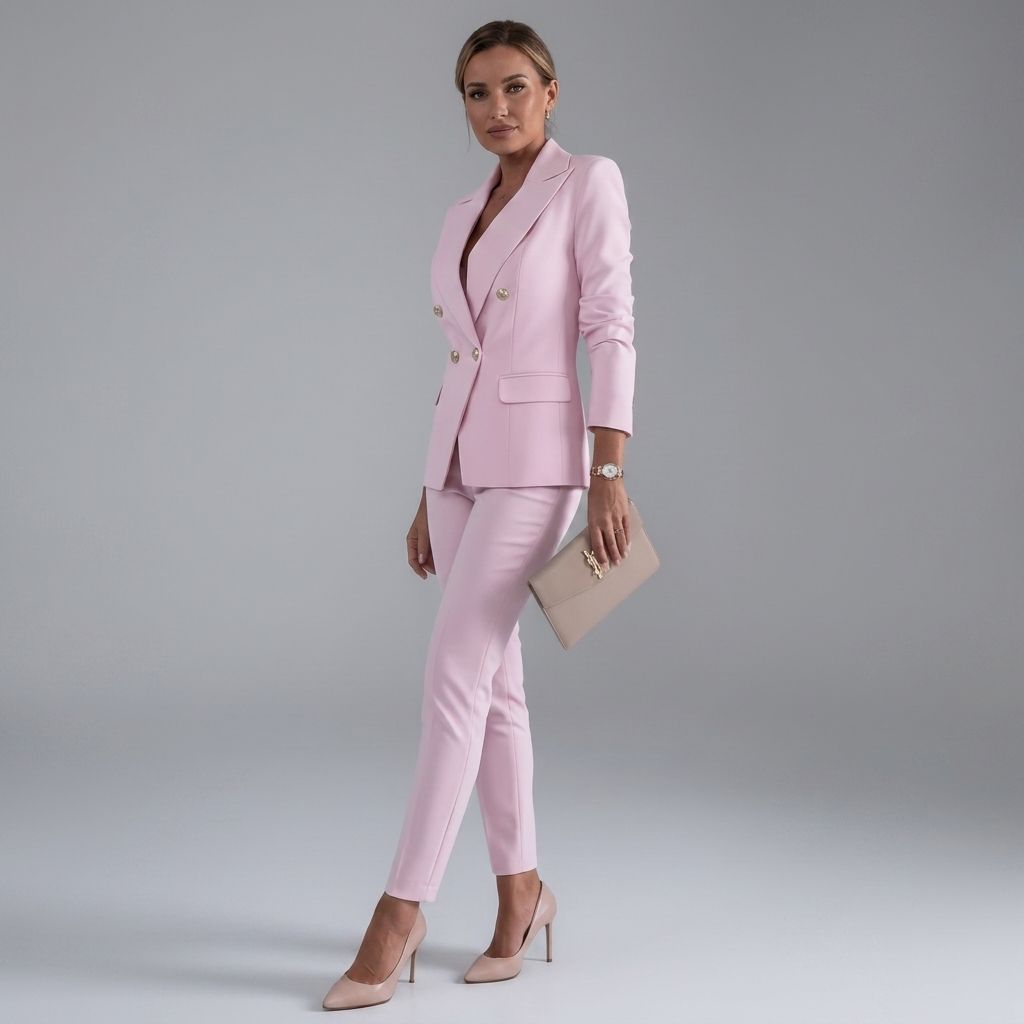 Garnitur Damski Elegancki Spodnie Proste