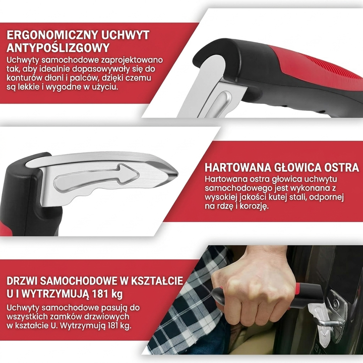 2 sztuki uchwytów pomocnicznych do samochodu z narzędziami awaryjnymi