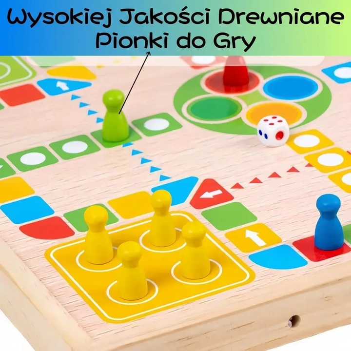 Drewniana gra planszowa 2 w 1 – chińskie warcaby i gra