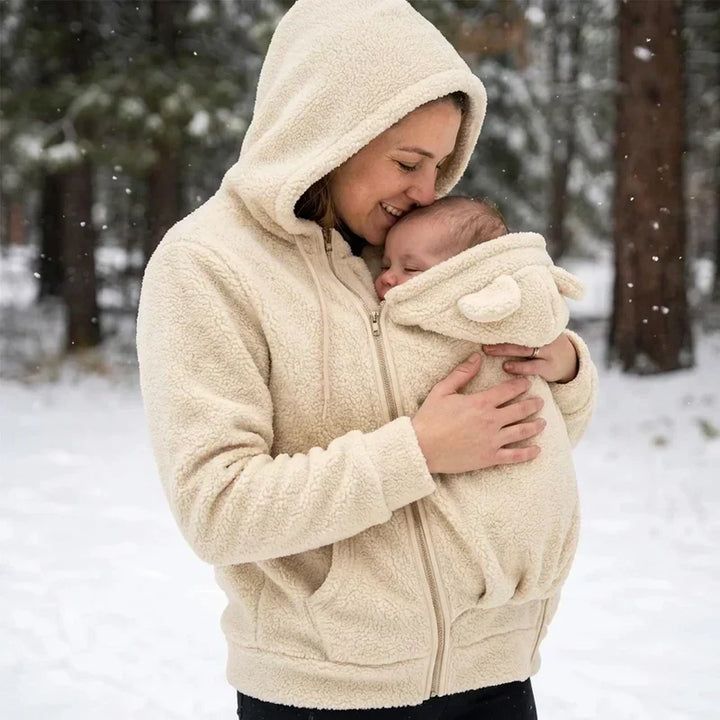 Przytulna bluza z polaru sherpa z odpinaną wkładką na zamek do noszenia niemowlaka