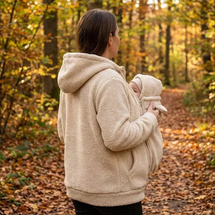 Przytulna bluza z polaru sherpa z odpinaną wkładką na zamek do noszenia niemowlaka