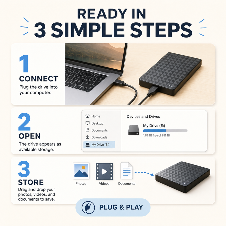 Zewnętrzny dysk HDD 10 TB – przenośny dysk USB 3.0 na pliki i kopie zapasowe