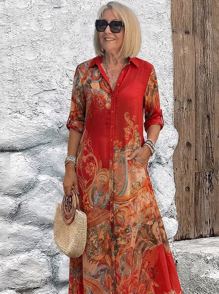 Śródziemnomorska sukienka maxi w stylu resort