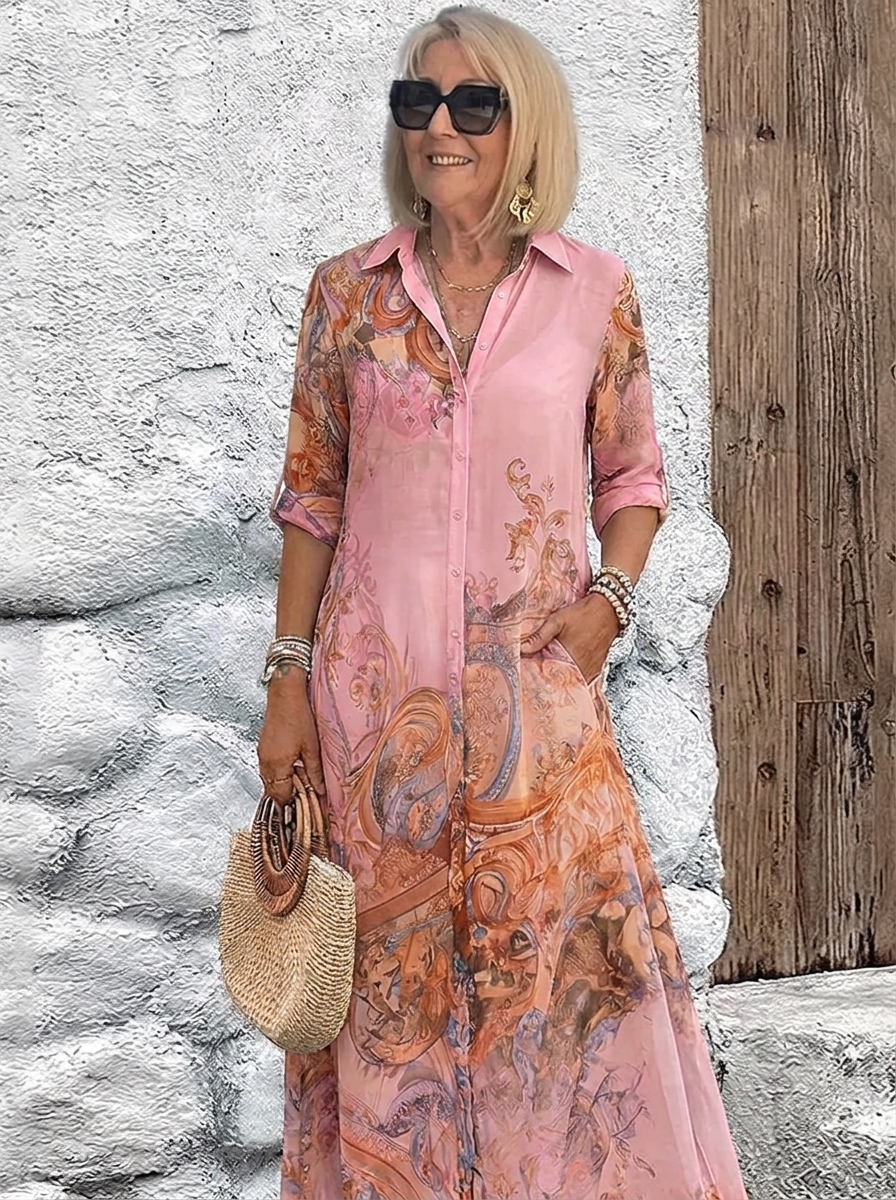 Śródziemnomorska sukienka maxi w stylu resort