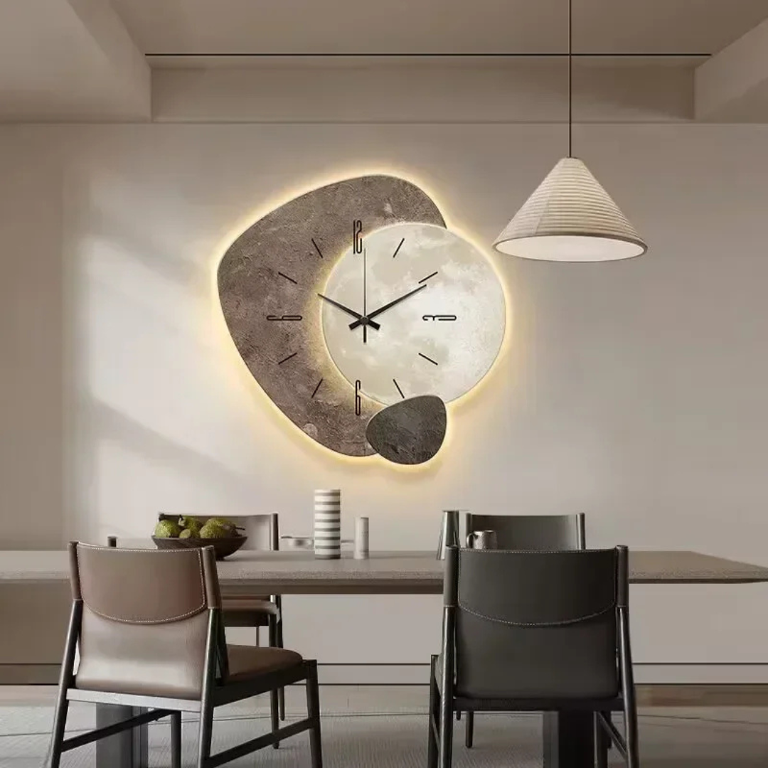 Drewniany zegar ścienny z lampką LED | Elegancki i praktyczny design
