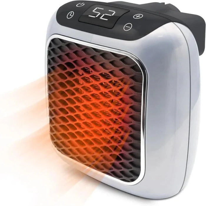 Mini grzejnik ścienny 800 W do gniazdka, cichy i kompaktowy