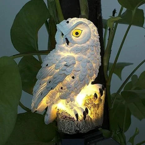 Solarna lampa ogrodowa sowa z ciepłą białą diodą LED, wodoszczelna IP65, 45 cm