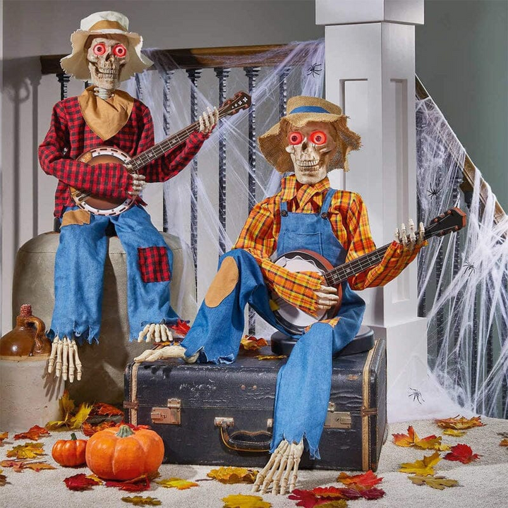 Duet Animowanych Szkieletów Hauntique | Dekoracja Halloweenowa aktywowana dźwiękiem, z muzyką i światłami
