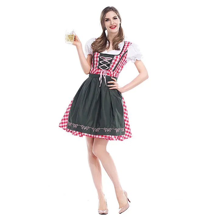 Klasyczny damski komplet dirndl na Oktoberfest - tradycyjny poliester